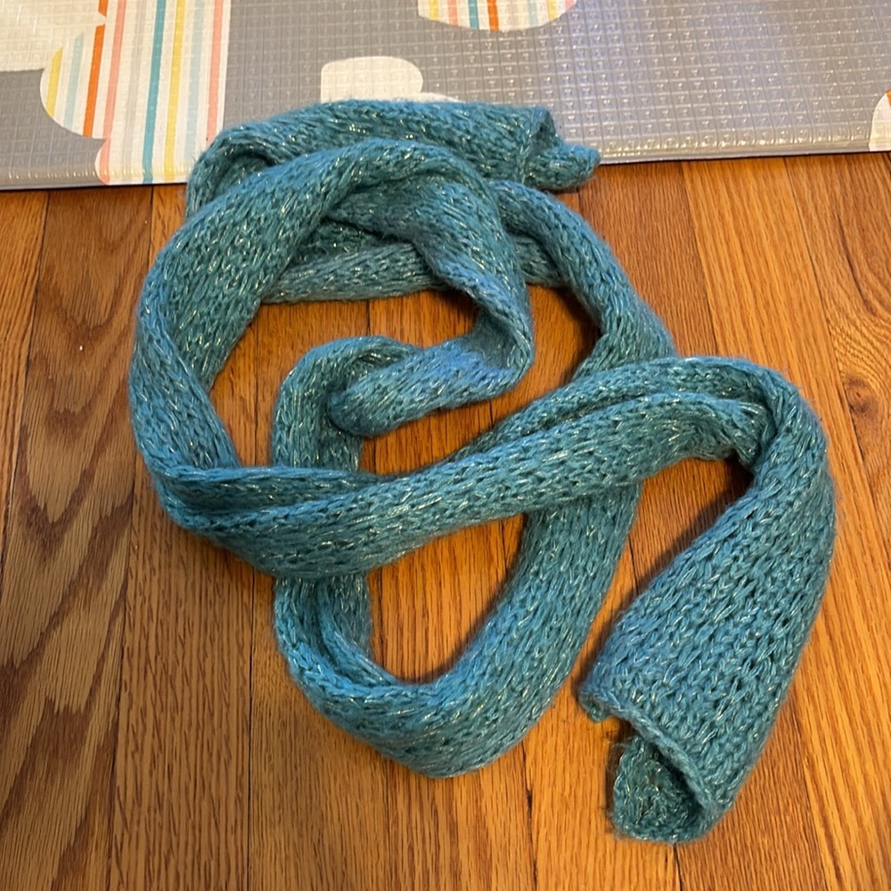 Aquamarine & Gold Knit Free People Scarf